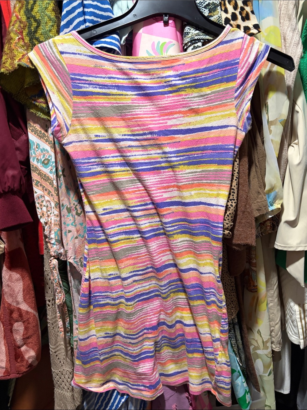 Victoria's Secret Multicolor Striped Scoop Neck Tee Dress